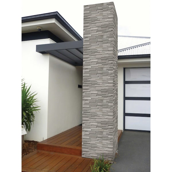 Msi Gray Oak 3D Ledger "L" Corner 6 In. X 18 In. Honed Marble Wall Tile, 6PK - ZOR-PNL-0036