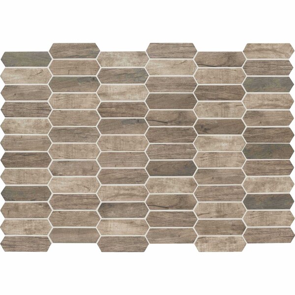 Msi Driftwood Picket 9.84In. X 14.13 In. Glass Mesh-Mounted Mosaic Tile, 15PK - ZOR-MD-0287