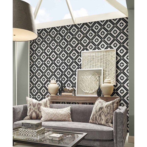 Msi Rhombix Nero SAMPLE Polished Marble Mesh-Mounted Mosaic Tile - ZOR-MD-0235-SAM