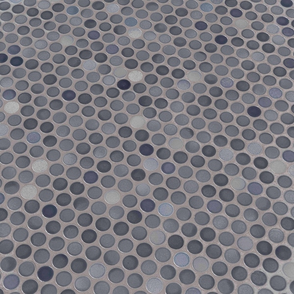 Msi Penny Round Grigio Mix SAMPLE Glazed Ceramic Mesh-Mounted Mosaic Tile - ZOR-MD-0196-SAM