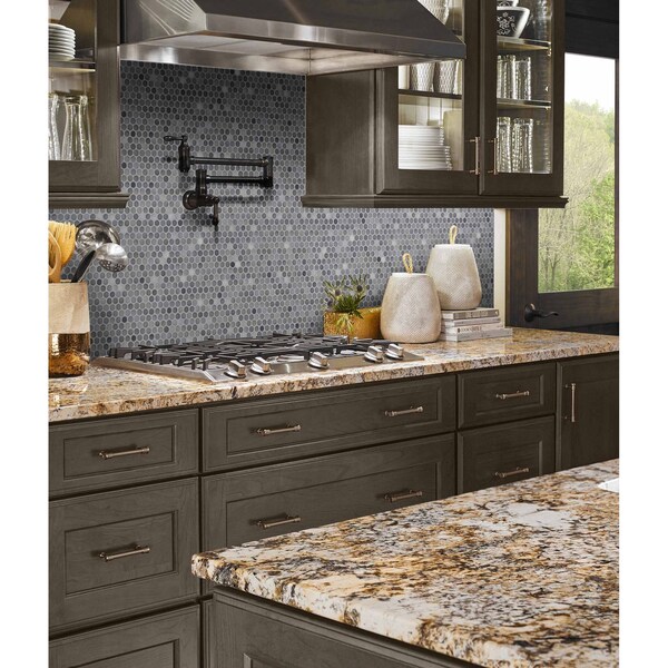 Msi Penny Round Grigio Mix SAMPLE Glazed Ceramic Mesh-Mounted Mosaic Tile - ZOR-MD-0196-SAM