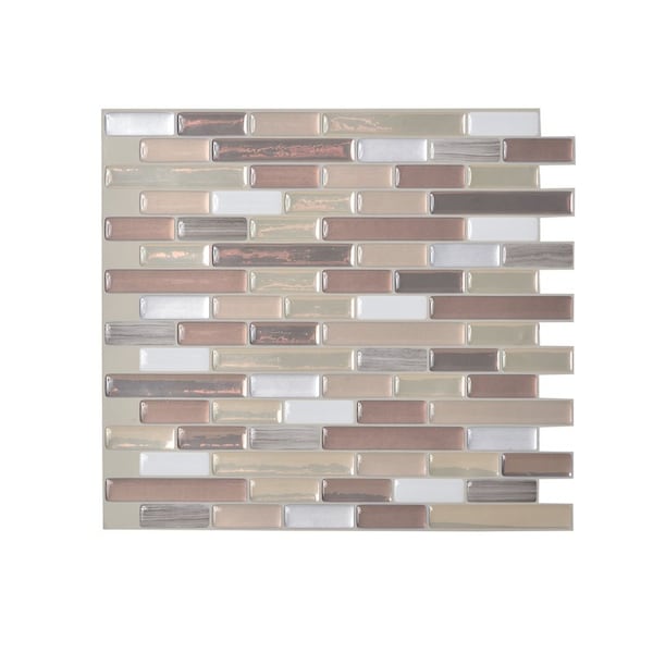 Smart Tiles Smart Tiles 9.1 in. W X 10.2 in. L Beige/White Mosaic Vinyl Adhesive Wall Tile 4 pc - SM1053-4