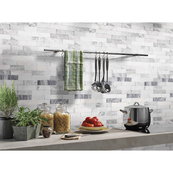 Msi Alaska Gray Ledger Panel 6 In. X 24 In. Multi-Finish Natural Marble Wall Tile, 6PK - ZOR-PNL-0016