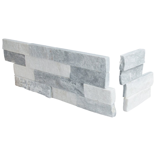 Msi Alaska Gray Splitface Mini Ledger Corner 6 in.  X 18 in.  Natural Marble Wall Tile, 6PK - ZOR-PNL-0109