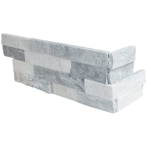 Msi Alaska Gray Splitface Mini Ledger Corner 6 in.  X 18 in.  Natural Marble Wall Tile, 6PK - ZOR-PNL-0109