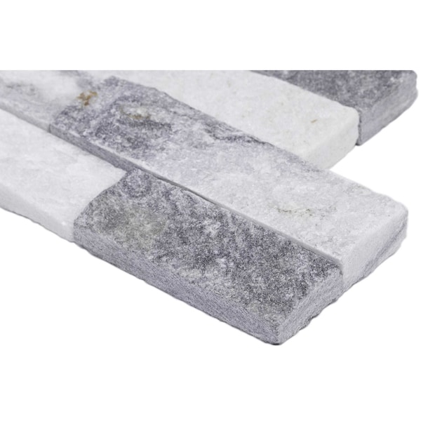 Msi Alaska Gray Splitface Mini Ledger Corner 6 in.  X 18 in.  Natural Marble Wall Tile, 6PK - ZOR-PNL-0109