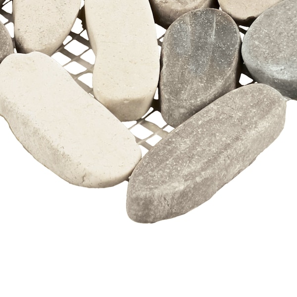 Daltile Pebble Oasis Natural Stone Striped Pebble Mosaic 11in x 11in in Tumbled Coal, 11PK - PB33STRPPBLMSTM
