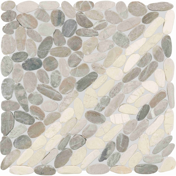 Daltile Pebble Oasis Natural Stone Striped Pebble Mosaic 11in x 11in in Tumbled Coal, 11PK - PB33STRPPBLMSTM