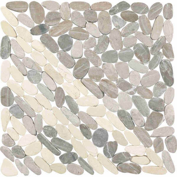 Daltile Pebble Oasis Natural Stone Striped Pebble Mosaic 11in x 11in in Tumbled Coal, 11PK - PB33STRPPBLMSTM