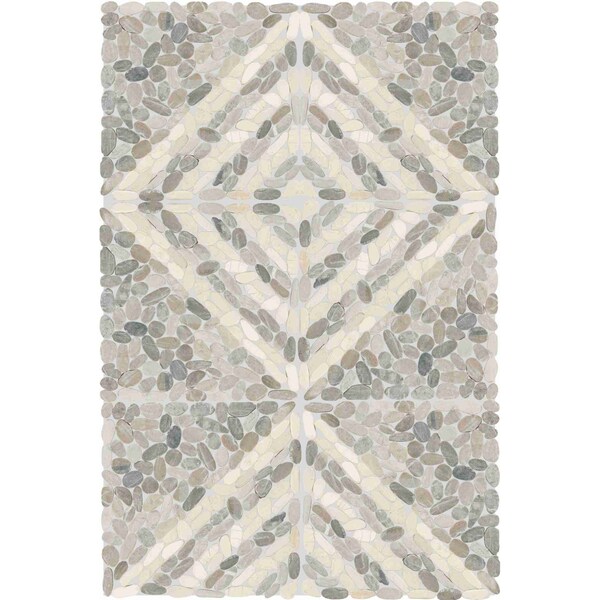 Daltile Pebble Oasis Natural Stone Striped Pebble Mosaic 11in x 11in in Tumbled Coal, 11PK - PB33STRPPBLMSTM
