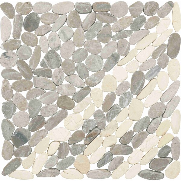 Daltile Pebble Oasis Natural Stone Striped Pebble Mosaic 11in x 11in in Tumbled Coal, 11PK - PB33STRPPBLMSTM