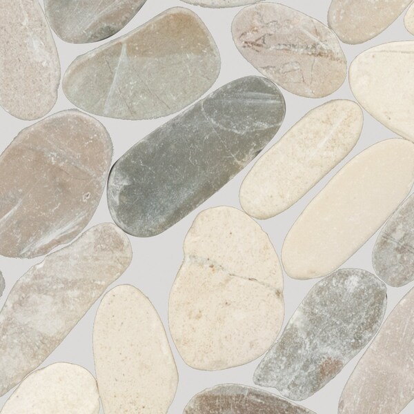 Daltile Pebble Oasis Natural Stone Striped Pebble Mosaic 11in x 11in in Tumbled Coal, 11PK - PB33STRPPBLMSTM
