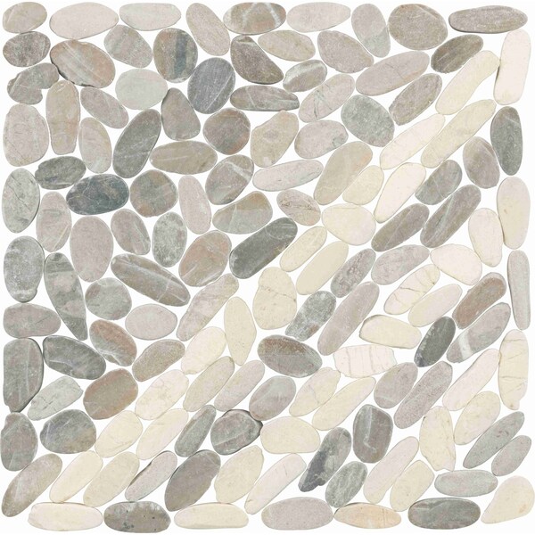 Daltile Pebble Oasis Natural Stone Striped Pebble Mosaic 11in x 11in in Tumbled Coal, 11PK - PB33STRPPBLMSTM