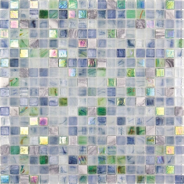 Apollo Tile Mingles 11.6inx11.6in Glossy Stone Blue and Green Glass Mosaic Wall Floor Tile 18.69 sqft/cs, 20PK - MIX1588BL582A