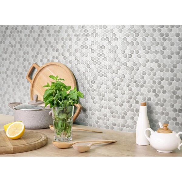 Smart Tiles Smart Tiles 8.95 in. W X 8.97 in. L Gray Glazed Vinyl Adhesive Wall Tile 4 pc - SM1188G-04-QG