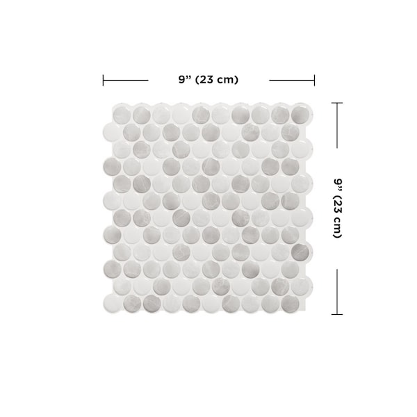 Smart Tiles Smart Tiles 8.95 in. W X 8.97 in. L Gray Glazed Vinyl Adhesive Wall Tile 4 pc - SM1188G-04-QG