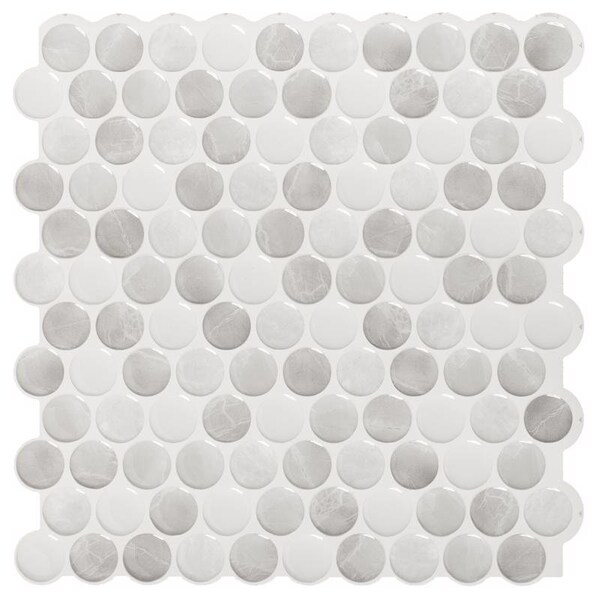 Smart Tiles Smart Tiles 8.95 in. W X 8.97 in. L Gray Glazed Vinyl Adhesive Wall Tile 4 pc - SM1188G-04-QG