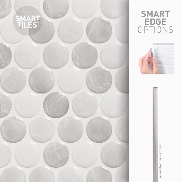 Smart Tiles Smart Tiles 8.95 in. W X 8.97 in. L Gray Glazed Vinyl Adhesive Wall Tile 4 pc - SM1188G-04-QG