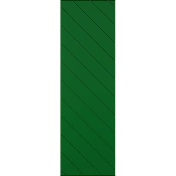 Ekena Millwork 12W x 71H True Fit PVC Diagonal Slat Modern Style Fixed Mount Shutters, Viridian Green, PR - TFP001DG12X071HG