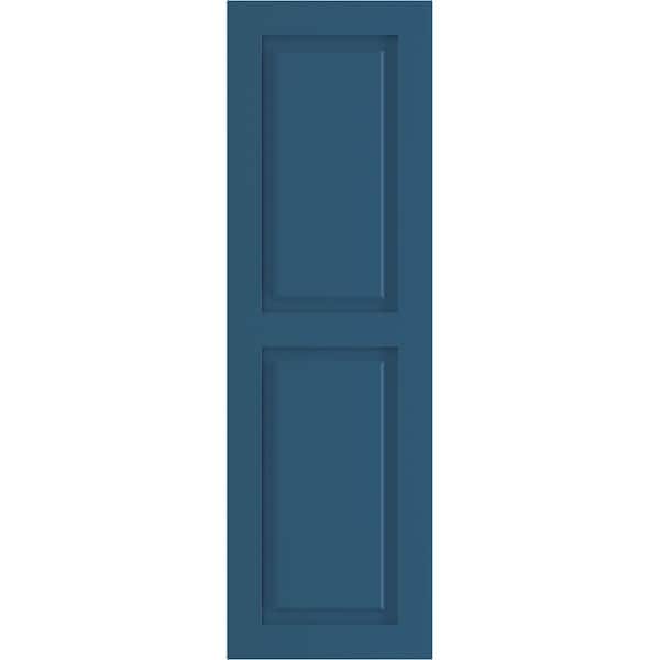 Ekena Millwork True Fit PVC Two Equal Raised Panel Shutters, Sojourn Blue, 18W x 55H, PR - TFP101RPF18X055HB