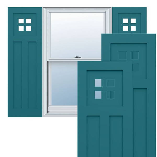 Ekena Millwork True Fit PVC San Antonio Mission Style Fixed Mount Shutters, Antigua, 12W x 26H, PR - TFP001ST12X026AN