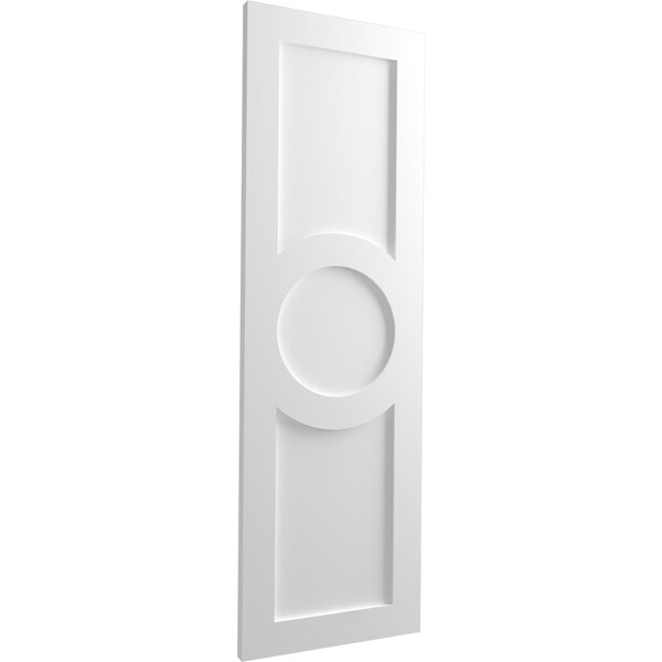 Ekena Millwork True Fit PVC Center Circle Arts & Crafts Fixed Mount Shutters, Unfinished, 12W x 27H, PR - TFP001AC12X027UN