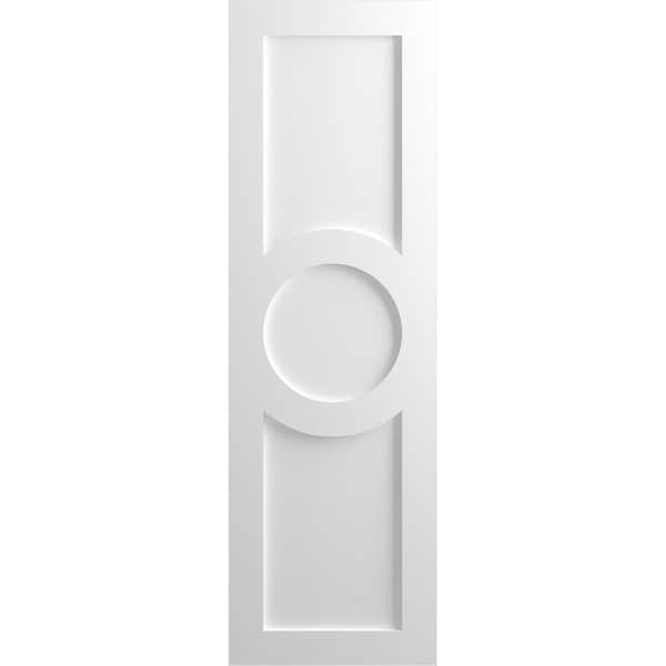 Ekena Millwork True Fit PVC Center Circle Arts & Crafts Fixed Mount Shutters, Unfinished, 12W x 27H, PR - TFP001AC12X027UN
