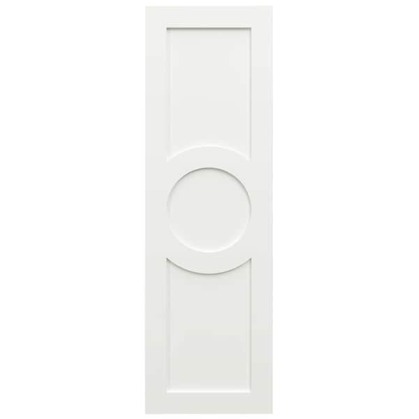 Ekena Millwork True Fit PVC Center Circle Arts & Crafts Fixed Mount Shutters, Unfinished, 12W x 27H, PR - TFP001AC12X027UN
