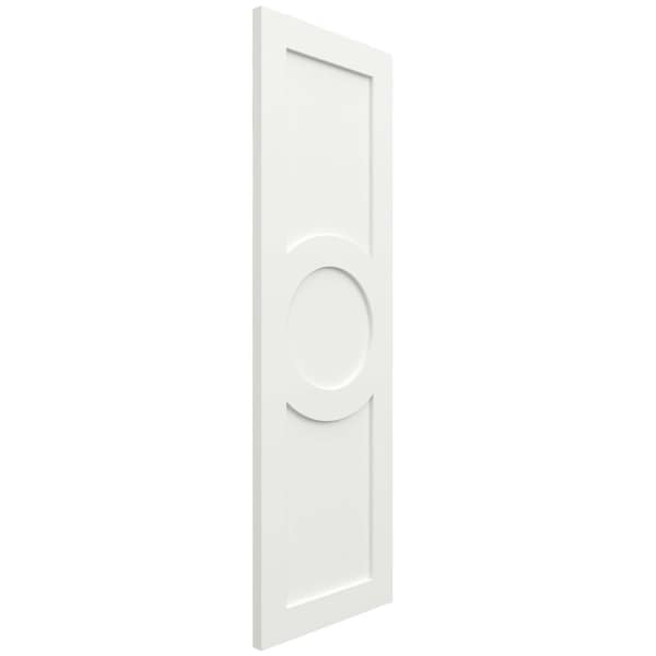 Ekena Millwork True Fit PVC Center Circle Arts & Crafts Fixed Mount Shutters, Unfinished, 12W x 27H, PR - TFP001AC12X027UN