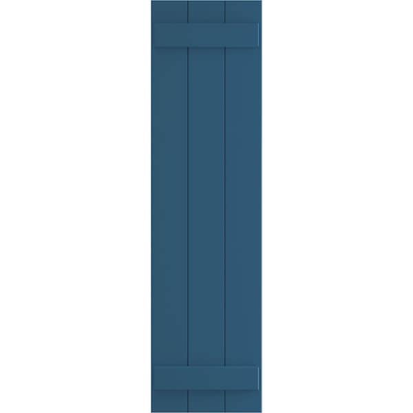 Ekena Millwork True Fit PVC Three Board Joined Board-n-Batten Shutters, Sojourn Blue, 16 1/8W x 64H, PR - TFP101BBF16X064HB