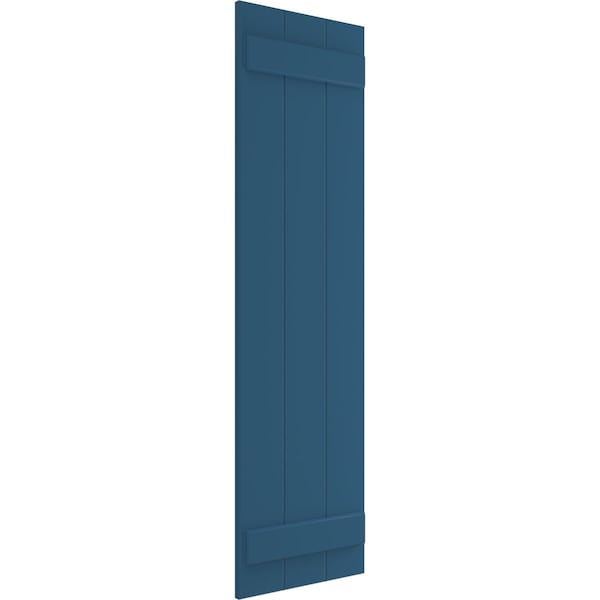 Ekena Millwork True Fit PVC Three Board Joined Board-n-Batten Shutters, Sojourn Blue, 16 1/8W x 64H, PR - TFP101BBF16X064HB