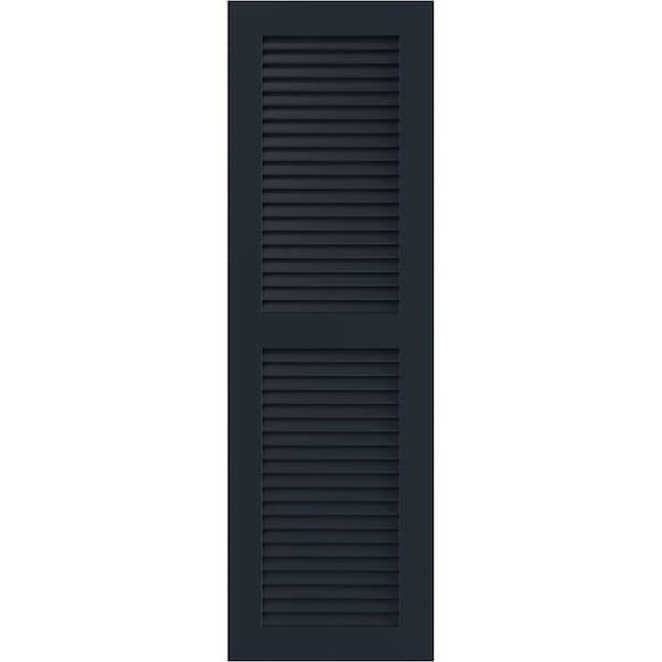 Ekena Millwork True Fit PVC Two Equal Louver Shutters, Starless Night Blue, 12W x 50H, PR - TFP101LVF12X050OB