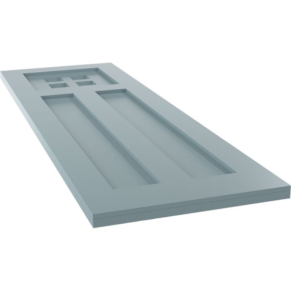 Ekena Millwork True Fit PVC San Antonio Mission Style Fixed Mount Shutters, Peaceful Blue, 15W x 28H, PR - TFP001ST15X028SB