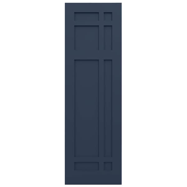Ekena Millwork True Fit PVC San Juan Capistrano Mission Style Fixed Mount Shutters Starless Night Blue, 15"W x 49"H - TFP001SJ15X049OB