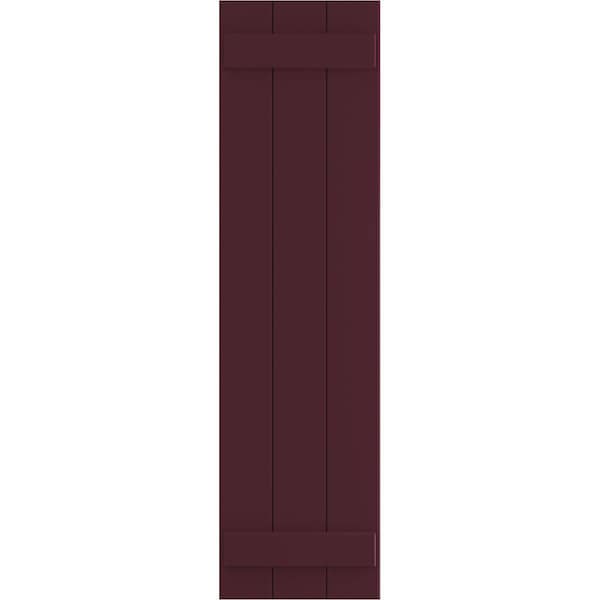 Ekena Millwork True Fit PVC, Three Board Joined Board-n-Batten Shutters, Wine Red, 16 1/8W x 79H, PR - TFP101BBF16X079WR