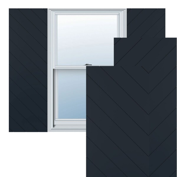 Ekena Millwork 15"W x 76"H True Fit PVC Diagonal Slat Modern Style Fixed Mount Shutters, Starless Night BluePair) - TFP001DG15X076OB