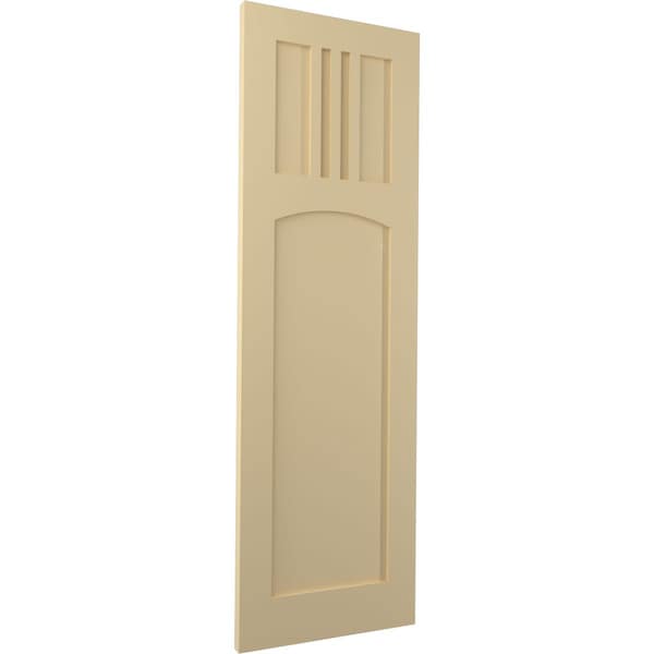 Ekena Millwork True Fit PVC San Miguel Mission Style Fixed Mount Shutters, Natural Twine, 18W x 51H, PR - TFP001SM18X051NT