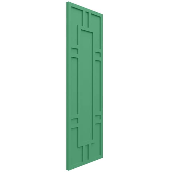 Ekena Millwork True Fit PVC Hastings Fixed Mount Shutters, Lilly Pads, 18W x 70H, PR - TFP001HS18X070LP