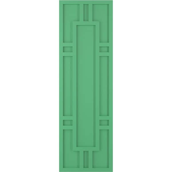 Ekena Millwork True Fit PVC Hastings Fixed Mount Shutters, Lilly Pads, 18W x 70H, PR - TFP001HS18X070LP