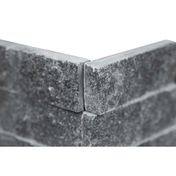 Msi Cosmic Black Splitface Ledger Panel "6 X 18" "L"Corner Marble Wall Tile, 6PK - ZOR-PNL-0023