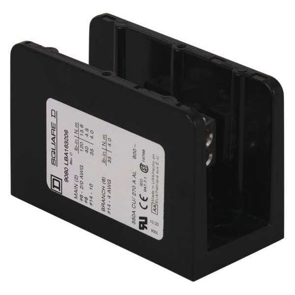 Bloque de distribución de energía Square D, Linergy, 1 polo, 2 líneas, 6 cargas, 350A Cu, 270A Al, 600V - 9080LBA163206