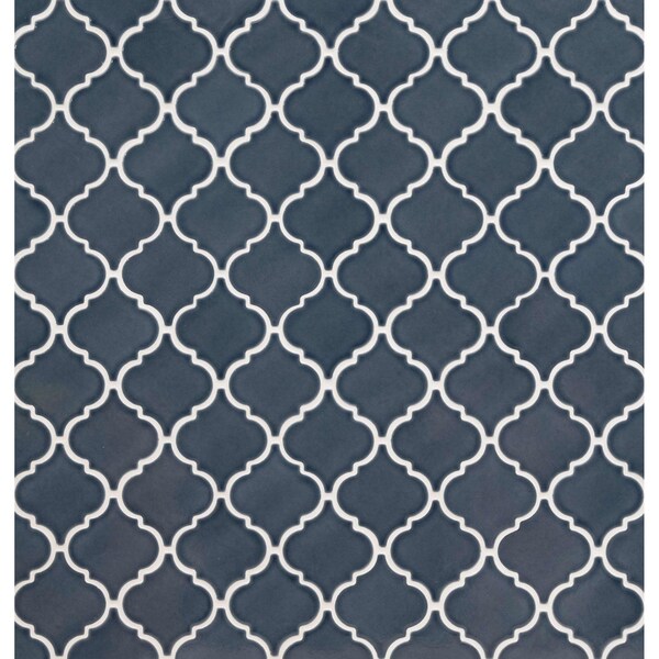 Msi Bay Blue 8mm Glossy Mesh-Mounted Arabesque Tile, 10PK - ZOR-MD-0503