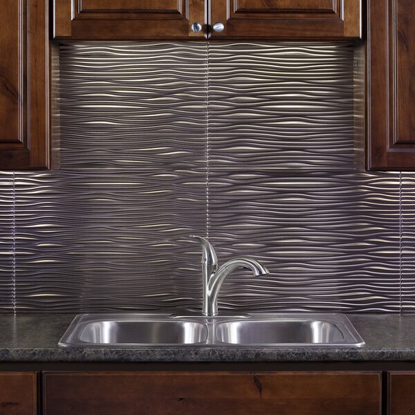 Fasade Fasade 18in x 24in Waves Brushed Nickel Backsplash Panel 5pk - PB6529