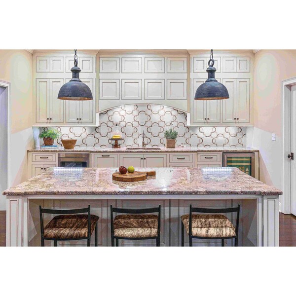 Msi Bianco Quatrefoil SAMPLE Polished Marble Mesh-Mounted Mosaic Tile - ZOR-MD-0291-SAM