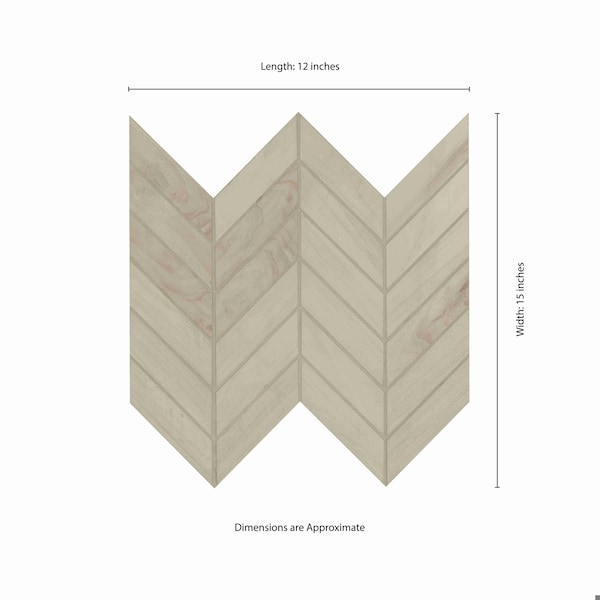 Msi Havenwood Dove Chevron 12 In. X 15 In. X 9Mm Glazed Porcelain Mesh-Mounted Mosaic Tile, 8PK - ZOR-PT-0314