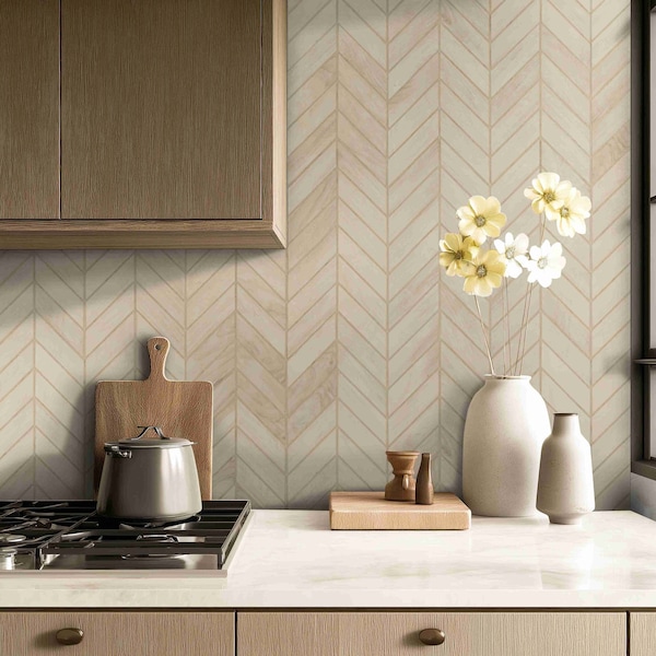 Msi Havenwood Dove Chevron 12 In. X 15 In. X 9Mm Glazed Porcelain Mesh-Mounted Mosaic Tile, 8PK - ZOR-PT-0314