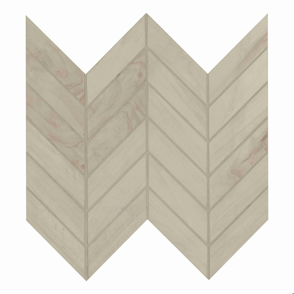 Msi Havenwood Dove Chevron 12 In. X 15 In. X 9Mm Glazed Porcelain Mesh-Mounted Mosaic Tile, 8PK - ZOR-PT-0314