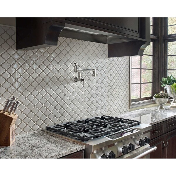 Msi Bianco Arabesque 9.84 In. X 10.63 In. X 6 Mm Glazed Ceramic Mesh-Mounted Mosaic Tile, 15PK - ZOR-MD-0449