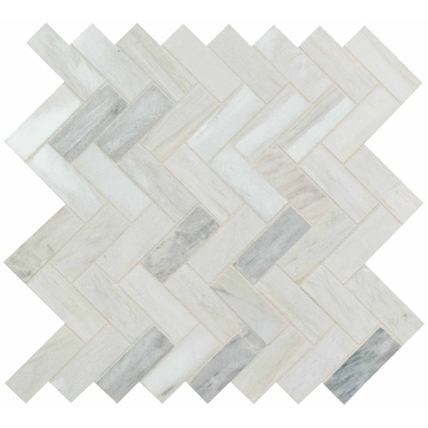 Msi Angora Herringbone 12 In. X 12 In. X 10 Mm Polished Marble Mesh-Mounted Mosaic Tile, 10PK - ZOR-MD-0199