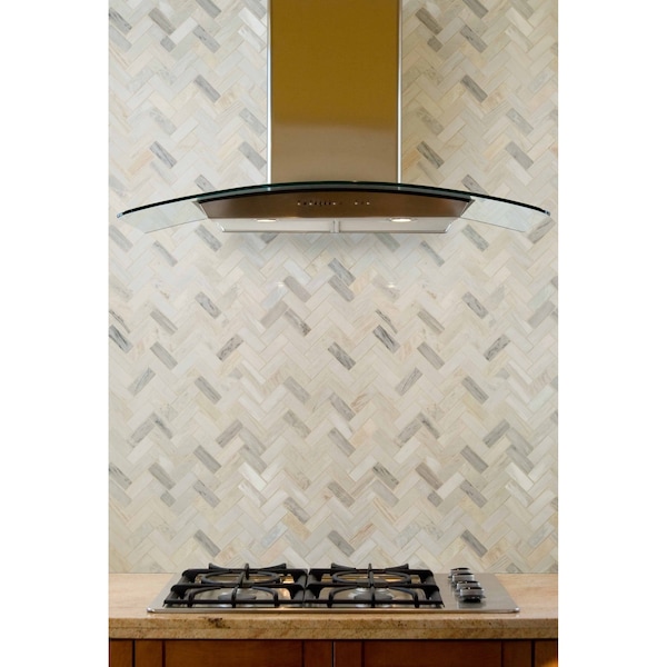 Msi Angora Herringbone 12 In. X 12 In. X 10 Mm Polished Marble Mesh-Mounted Mosaic Tile, 10PK - ZOR-MD-0199
